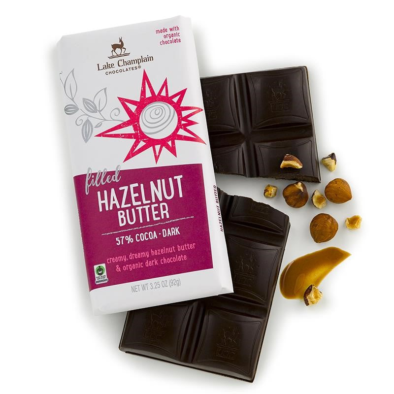 Lake Champlain Hazelnut Butter Filled Dark Chocolate Bar 3.2 oz.