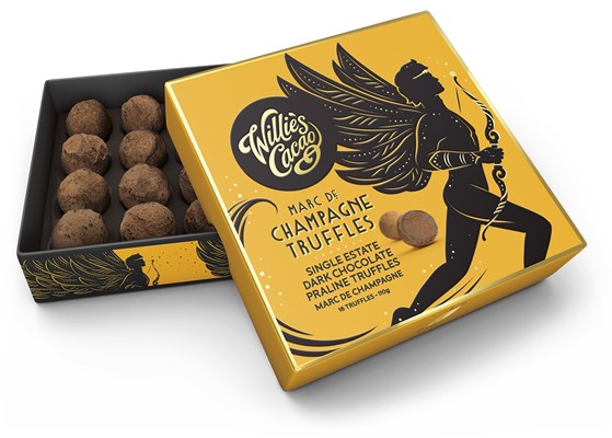 Willie's Caco Marc de Champagne Truffles 16 Pieces 110g - Praline Truffles